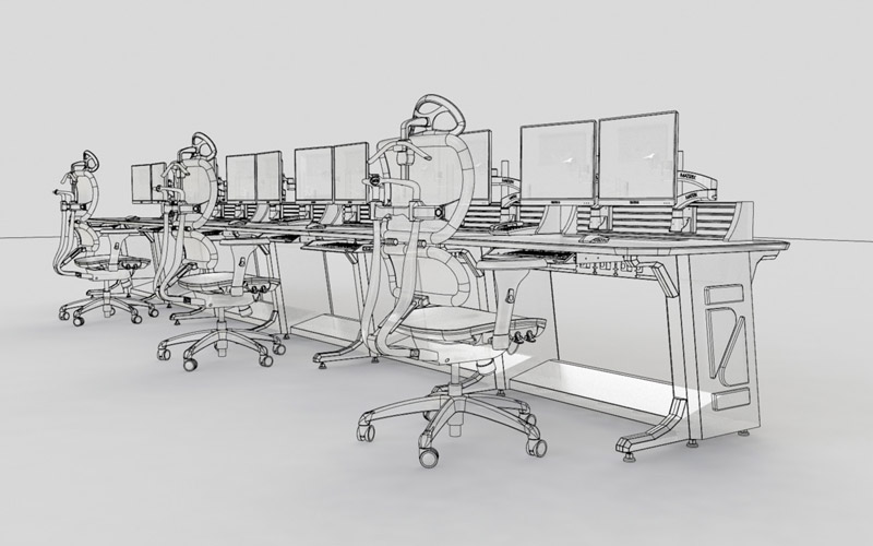 監(jiān)控機房6工位操作臺結構圖