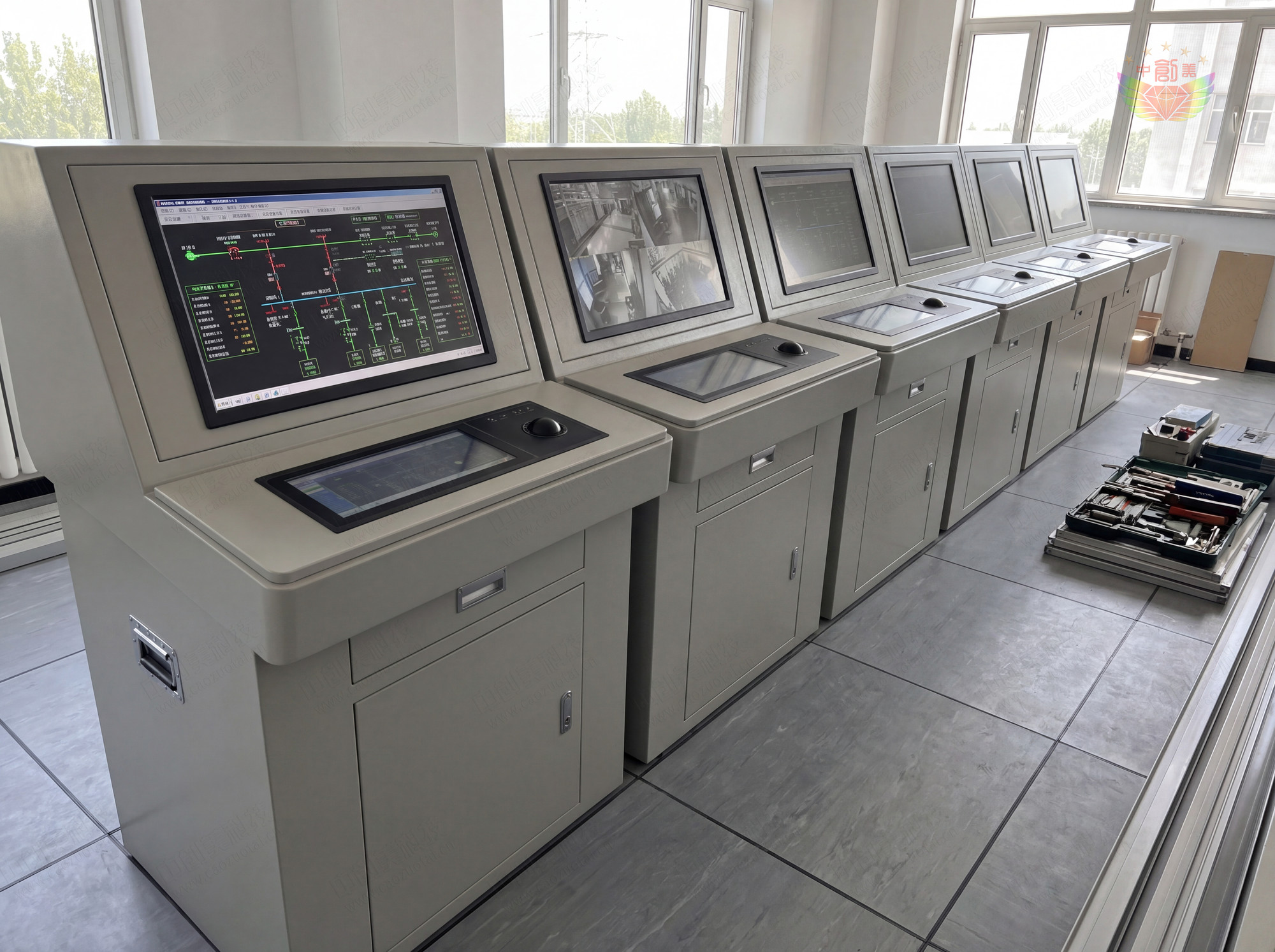 電廠監控室經典款斜面操作臺圖片