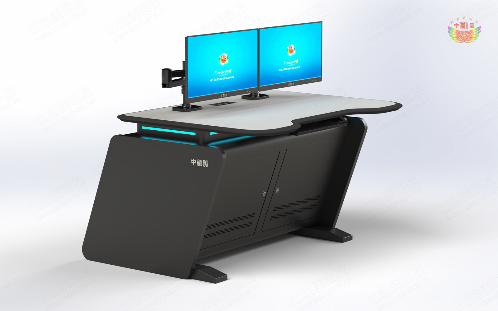 人防指揮室設(shè)備操作臺(tái)效果圖